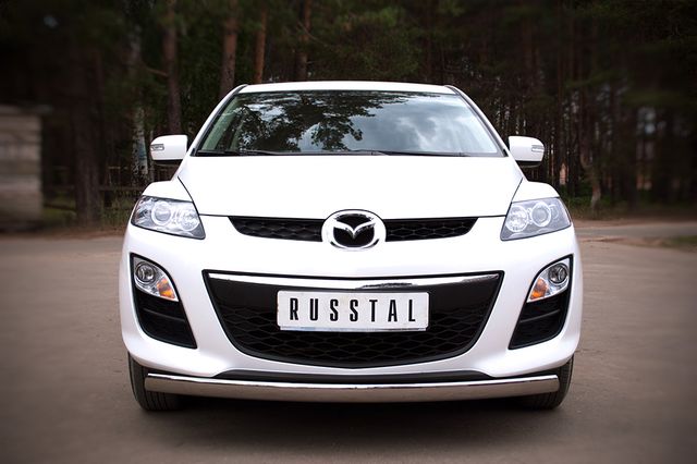 Защита RusStal переднего бампера d75х42 овал для Mazda CX-7 2010-2013. Артикул MC7Z-000642