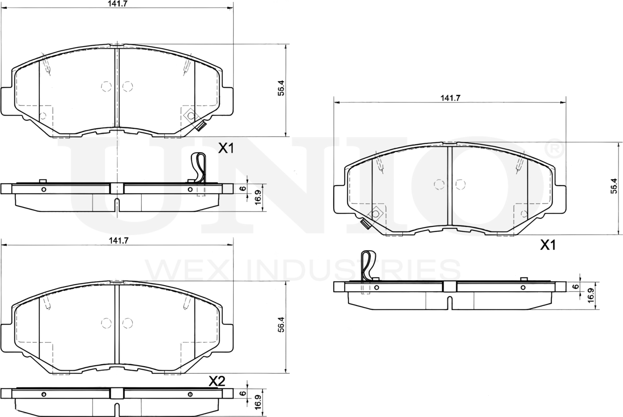 Колодки тормозные дисковые, комплект (Unio). Артикул BRP-20237