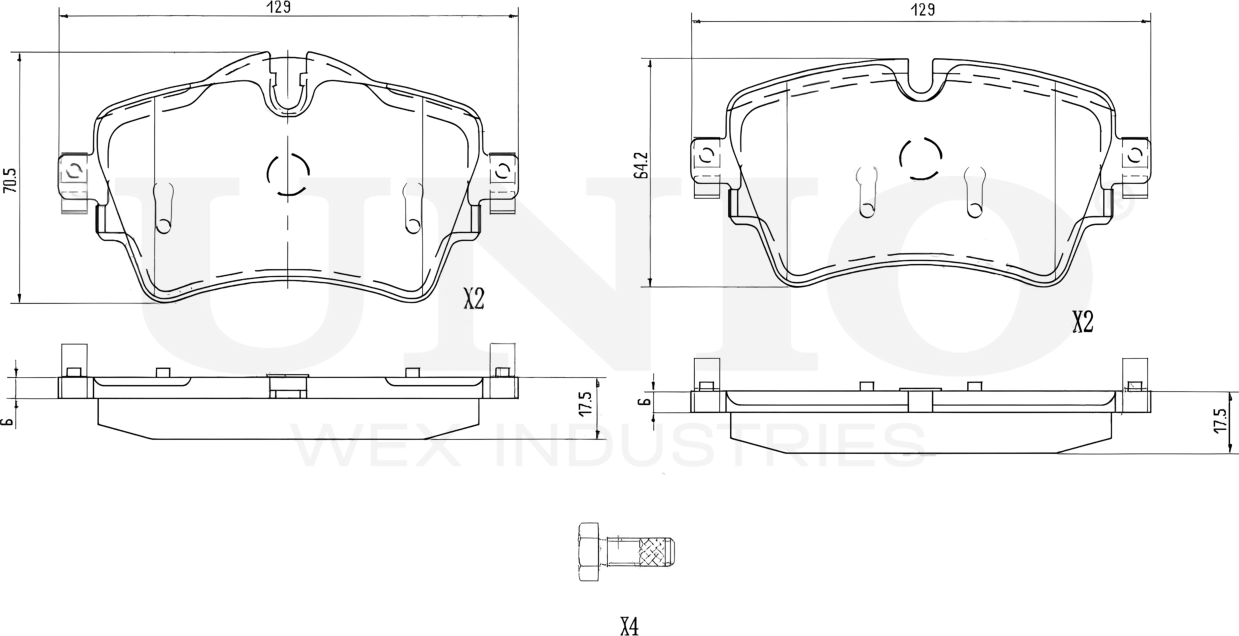 Колодки тормозные диск. передние BMW X1 (F48) 16-, 2 (F45,F46) 13-, X2 (F39) 18- (Unio). Артикул BRP-20227
