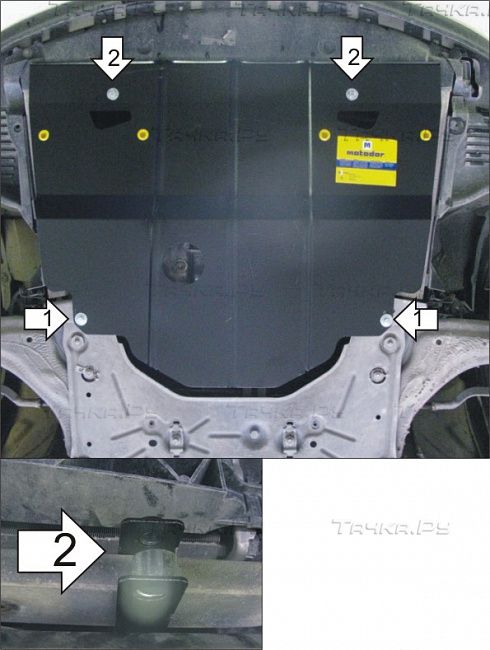Защита Мотодор для картера, КПП Renault Laguna II хэтчбек, универсал МКПП 2001-2007. Артикул 01710