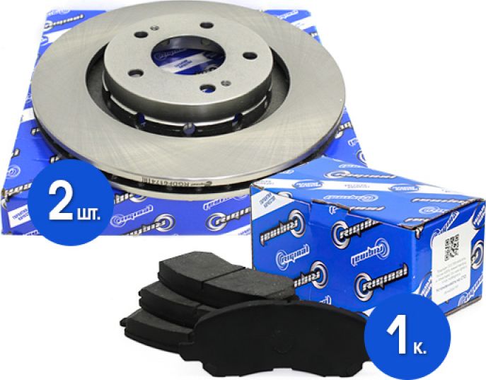 Диски тормозные с колодками передние комплект (Riginal). Артикул RGDF6174KIT