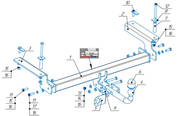 Фаркоп Oris (ранее Bosal) для Haval F7 2019-2026. Артикул 3325-A