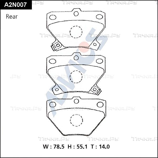 Тормозные колодки Advics задние для Toyota Matrix I (E130) 2002-2007. Артикул A2N007