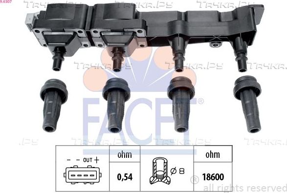 Катушка зажигания Facet OE Equivalent для Citroen C4 I 2004-2011. Артикул 9.6307