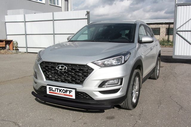 Защита Slitkoff переднего бампера d57 для Hyundai Tucson III Turbo 2018-2026 Черная. Артикул HT18Т002B