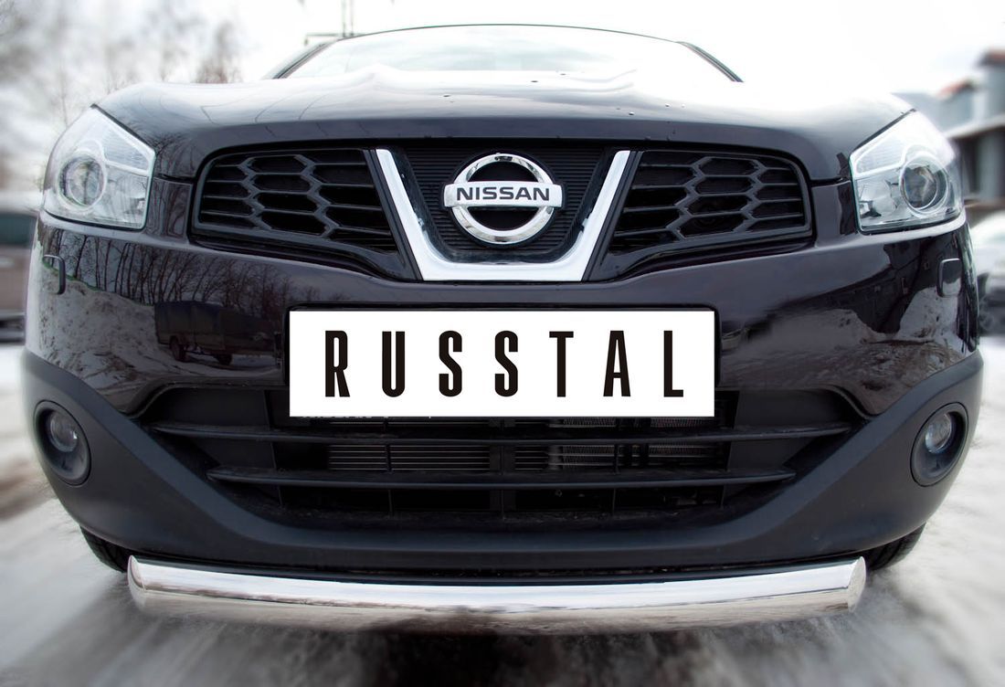 Защита RusStal переднего бампера d76 (дуга) для Nissan Qashqai+2 2008-2010. Артикул QNZ-001770