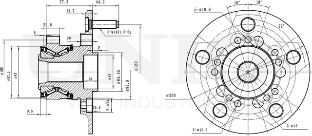 Ступица колеса с интегрированным подшипником (Unio). Артикул HUB-20051