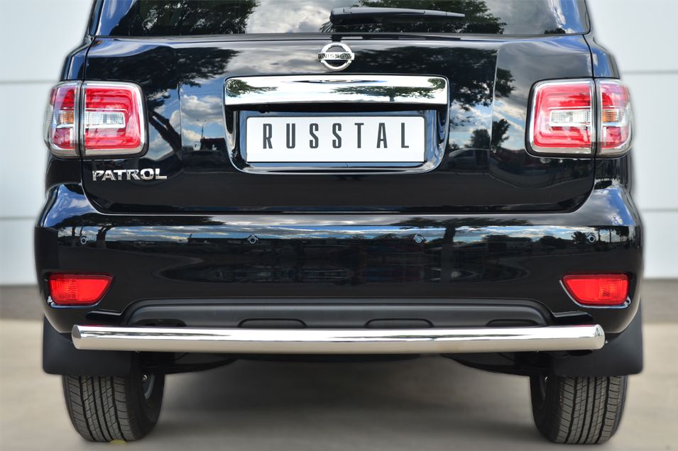 Защита RusStal заднего бампера d76 (дуга) для Nissan Patrol Y62 2014-2026. Артикул PATZ-001733