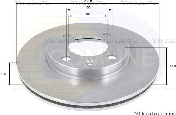 Тормозной диск Comline передний для Volkswagen Santana 1981-1984. Артикул ADC1404V