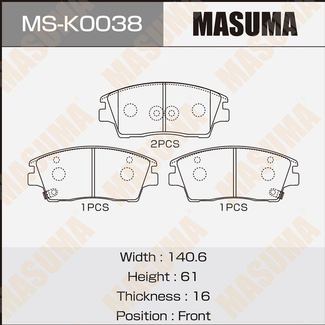 Тормозные колодки Masuma. Артикул MS-K0038