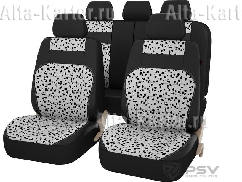 Чехлы универсальные PSV Discovery Далматин (размер L) на сидения, цвет Черный/Белый. Артикул 119719