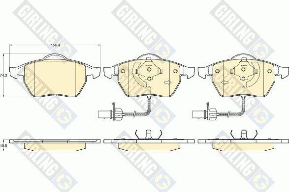 Тормозные колодки Girling передние для Audi A4 II (B6) 2000-2004. Артикул 6113072
