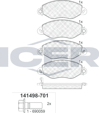 Тормозные колодки Icer. Артикул 141498-701