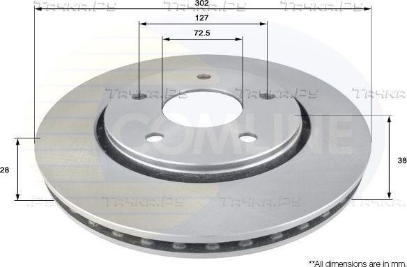 Тормозной диск Comline COATED передний для Volkswagen Routan 2008-2013. Артикул ADC2324V