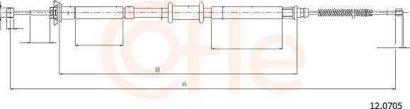Трос ручника (тросик ручного тормоза) Cofle задний правый/левый для Fiat Idea 2004-2016. Артикул 12.0705