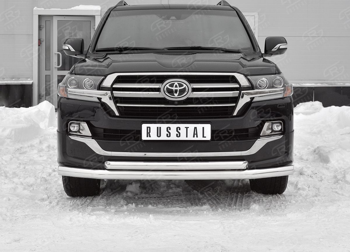 Защита RusStal переднего бампера d76 секции-d63 дуга для Toyota Land Cruiser 200 Executive Lounge 2018-2021. Артикул TLCZ-003116