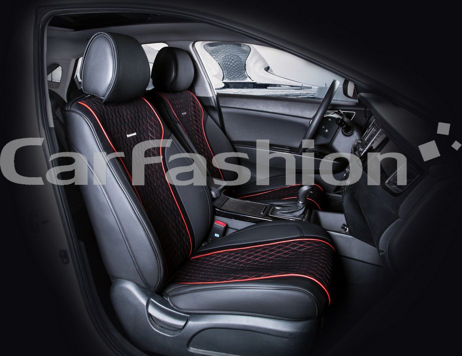Накидки универсальные CarFashion Element на передние сидения авто, цвет Черный/Черный/Красный/Красный. Артикул 21482