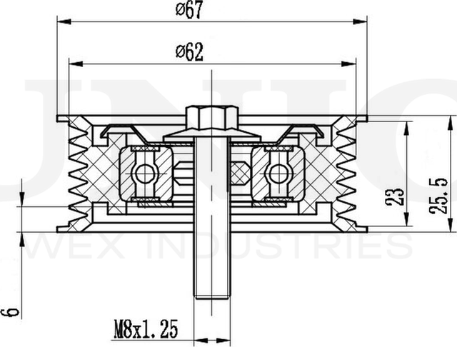Ролик поликлинового ремня направляющий (Unio). Артикул TNS-10163