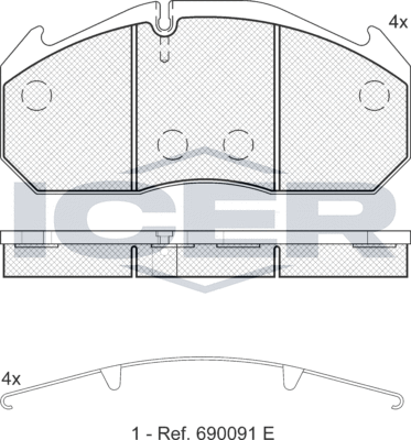 Тормозные колодки Icer передние для MAN HOCL 2002-2026. Артикул 151040-067