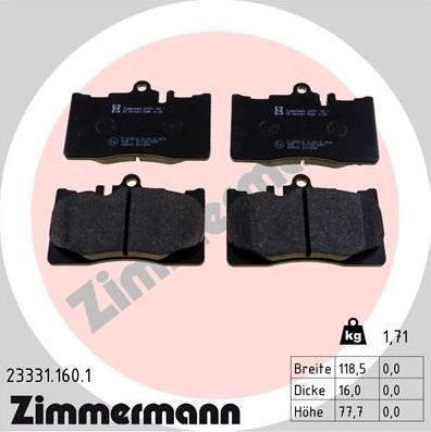 Тормозные колодки Zimmermann. Артикул 23331.160.1