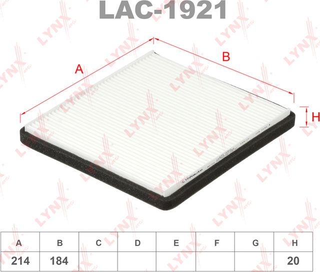 Салонный фильтр LYNXauto. Артикул LAC-1921