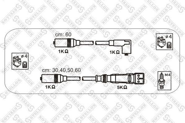Высоковольтные провода (провода зажигания) (комплект) Stellox. Артикул 10-38337-SX
