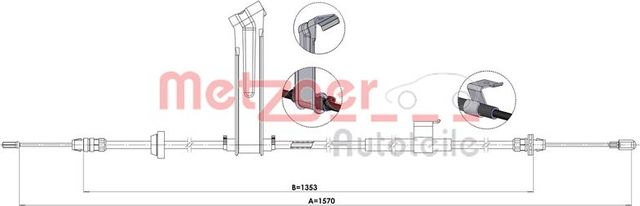 Трос ручника (тросик ручного тормоза) Metzger. Артикул 1.FO002