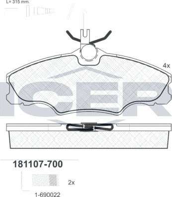 Тормозные колодки Icer. Артикул 181107-700