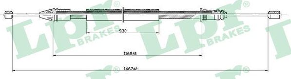 Трос ручника (тросик ручного тормоза) LPR задний для Renault Scenic II 2000-2003. Артикул C0401B