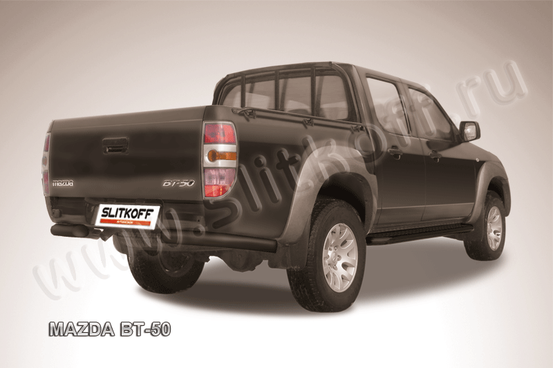 Защита Slitkoff задняя d76 уголки ЧЕРНАЯ матовая для Mazda BT-50 I 2006-2011. Артикул MZB015B