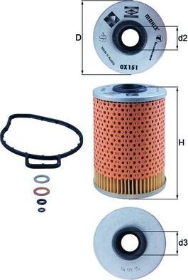 Масляный фильтр Mahle. Артикул OX 151D