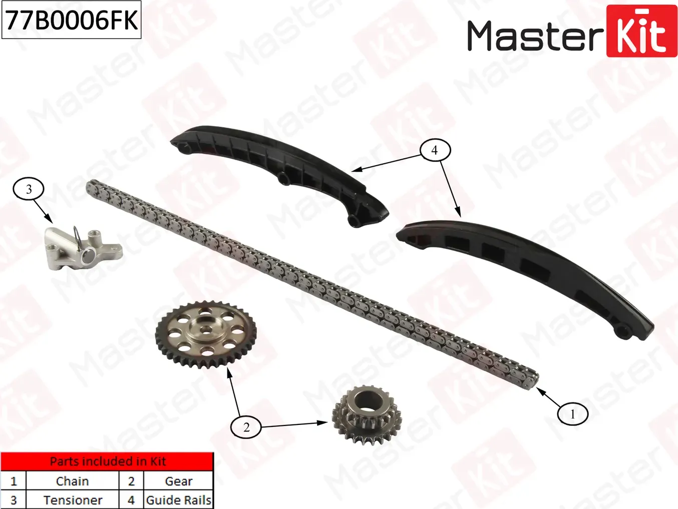 77B0006FK Комплект цепи ГРМ Audi Volkswagen 1.4FSi/TFSi 16V 07- (Master KIT) Master KIT. Артикул 77b0006fk