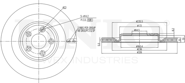Диск тормозной (Unio). Артикул BRD-20349