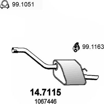 Глушитель (задняя часть) Asso для Ford Focus I 1998-2004. Артикул 14.7115