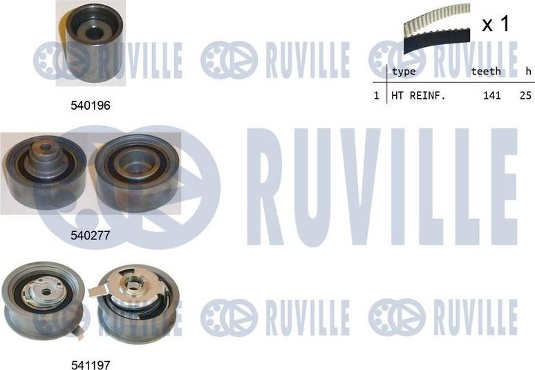 Ремень ГРМ с роликами (комплект) Ruville. Артикул 550160