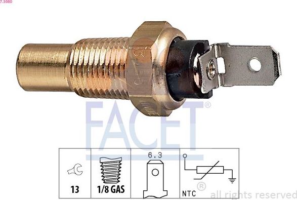 Датчик температуры охлаждающей жидкости Facet Made in Italy - OE Equivalent для Toyota Celica V (T180) 1989-1993. Артикул 7.3080