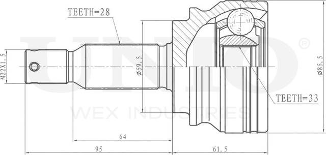 ШРУС наружный (Unio). Артикул CVJ-20117