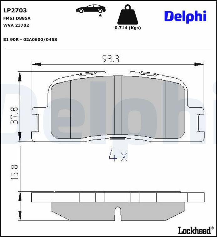 Тормозные колодки Delphi (органический). Артикул LP2703
