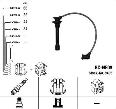 Высоковольтные провода (провода зажигания) (комплект) NGK. Артикул 9405