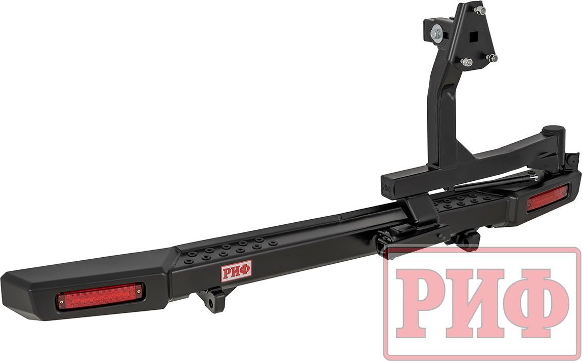 Бампер силовой РИФ задний с фонарями, калиткой, возможностью установки фаркопа, лифт 65 мм для УАЗ Буханка 3741, 3909, 2206, 3962 1990-2026. Артикул RIF452-22225