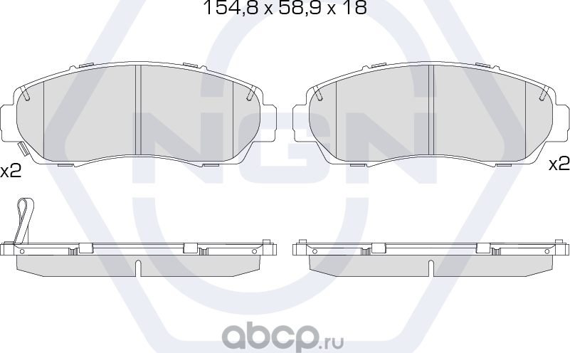 Колодки тормозные керамические, передние (NGN). Артикул 3501291