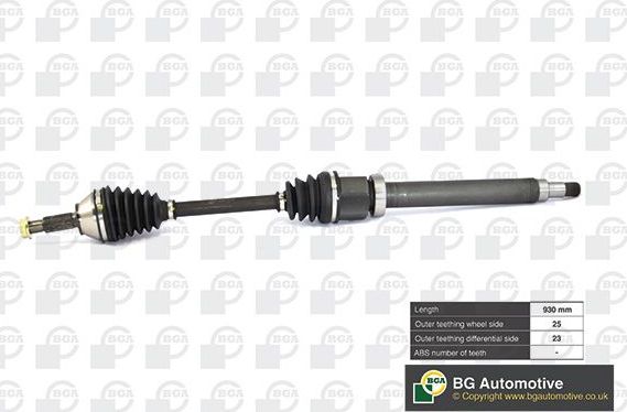 Полуось (привод в сборе, приводной вал) BGA. Артикул DS2301R