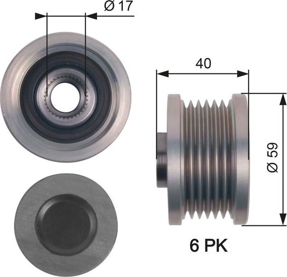 Муфта генератора обгонная Gates DriveAlign®. Артикул OAP7144