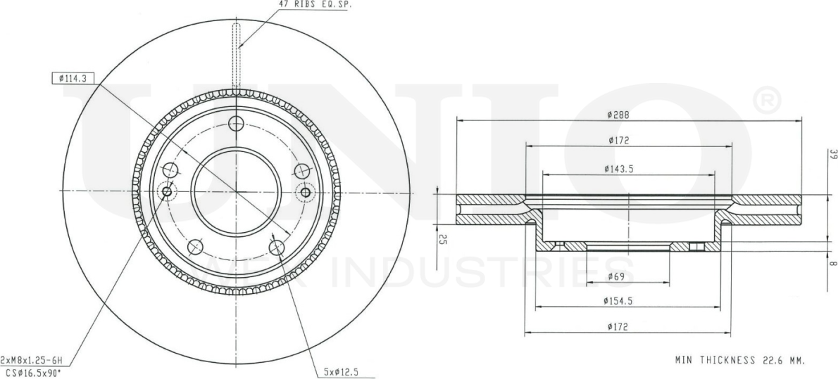 Диск тормозной (Unio). Артикул BRD-20489