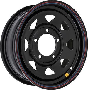 Колёсный диск OFF-ROAD Wheels усиленный стальной черный с бедлоком (красный) 5x139,7 5,5xR15 d108,1 ET+5 (треуг. мелкий) для УАЗ Patriot 2005-2026. Артикул 1555-539081BL+5A17