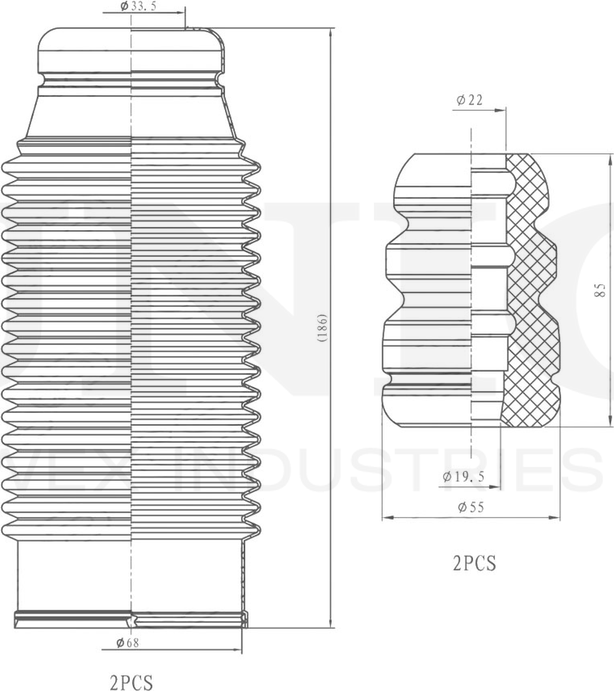 Отбойник и пыльник амортизатора, комплект (Unio). Артикул DUC-50032