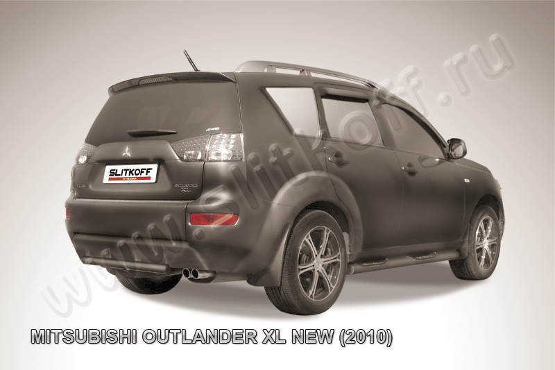 Защита Slitkoff заднего бампера d57 ЧЕРНАЯ матовая для Mitsubishi Outlander XL 2010-2012. Артикул MXL10-011B