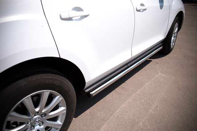 Защита порогов RusStal труба d63 (вариант 2) для Mazda CX-7 2010-2013. Артикул MC7T-0006432