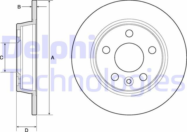 Тормозной диск Delphi задний для SEAT Alhambra I 1996-2010. Артикул BG3026