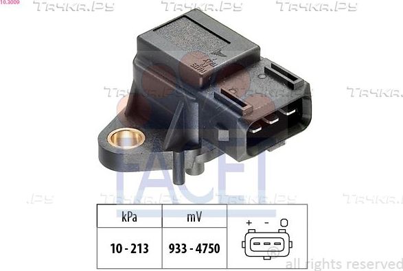 Датчик абсолютного давления (ДАД, MAP) Facet Made in Italy - OE Equivalent для Citroen XM II 1994-2000. Артикул 10.3009